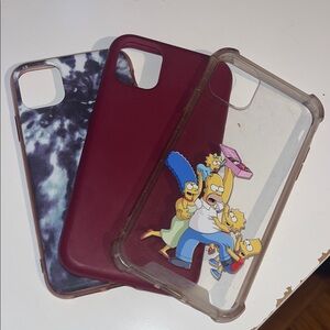 Stylish Phone Case Set - Maroon, Tie-Dye, and Simpson Design
